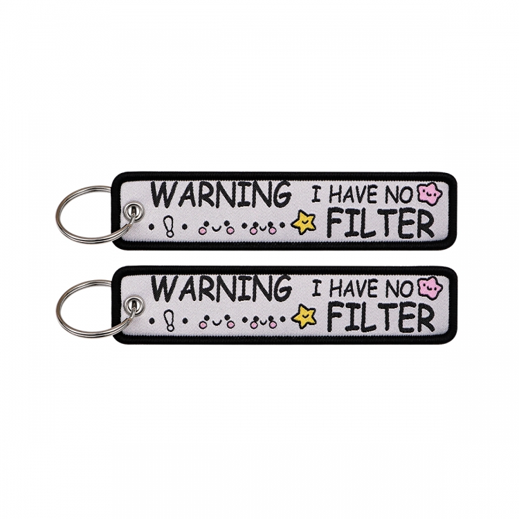 Letter Double sided color woven label keychain with thickened hanging rope 13x3cm 10G price for 5 pcs