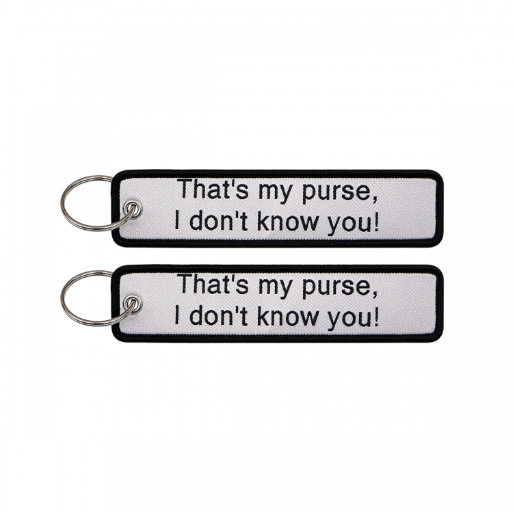 Letter Double sided color woven label keychain with thickened hanging rope 13x3cm 10G price for 5 pcs