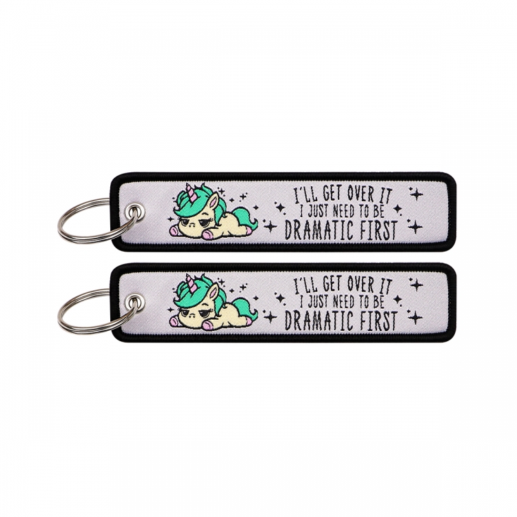 Letter Double sided color woven label keychain with thickened hanging rope 13x3cm 10G price for 5 pcs