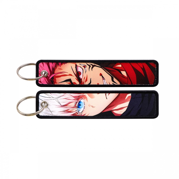 Jujutsu Kaisen Double sided color woven label keychain with thickened hanging rope 13x3cm 10G price for 5 pcs