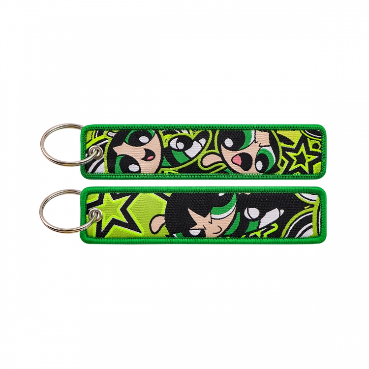 The Powerpuff Girls Double sided color woven label keychain with thickened hanging rope 13x3cm 10G price for 5 pcs