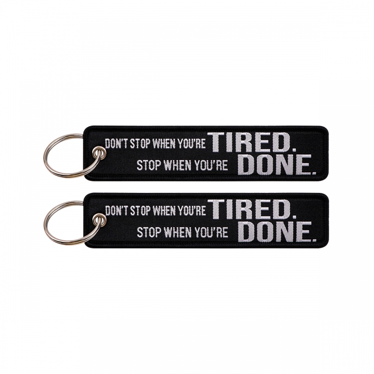 Letter Double sided color woven label keychain with thickened hanging rope 13x3cm 10G price for 5 pcs