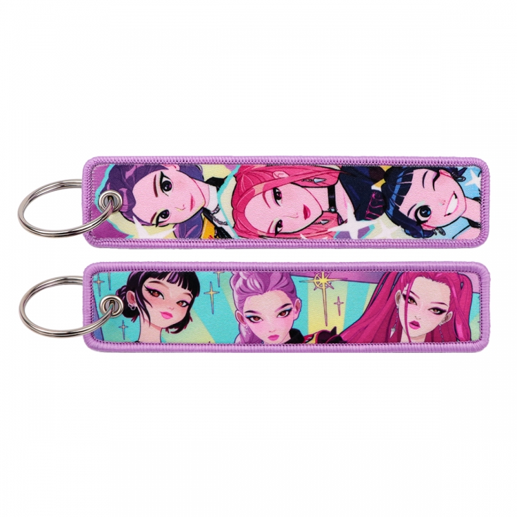 K-Pop Demon Hunters Double sided color woven label keychain with thickened hanging rope 13x3cm 10G price for 5 pcs