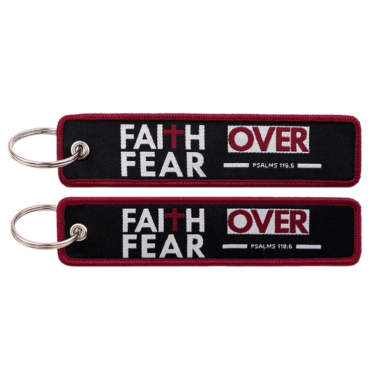 Letter Double sided color woven label keychain with thickened hanging rope 13x3cm 10G price for 5 pcs