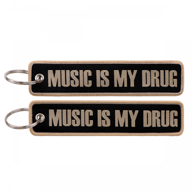 Letter Double sided color woven label keychain with thickened hanging rope 13x3cm 10G price for 5 pcs