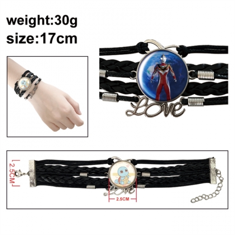 Ultraman Anime bracelet multi-layer leather gemstone bracelet price for 5 pcs
