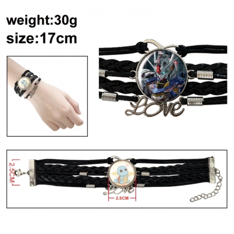 Gundam Anime bracelet multi-layer leather gemstone bracelet price for 5 pcs