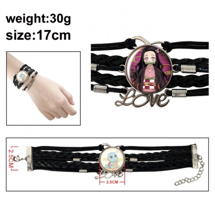 Demon Slayer Kimets Anime bracelet multi-layer leather gemstone bracelet price for 5 pcs