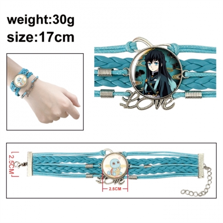 Demon Slayer Kimets Anime bracelet multi-layer leather gemstone bracelet price for 5 pcs