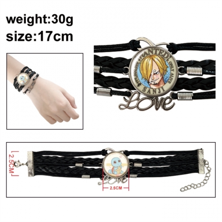 One Piece Anime bracelet multi-layer leather gemstone bracelet price for 5 pcs