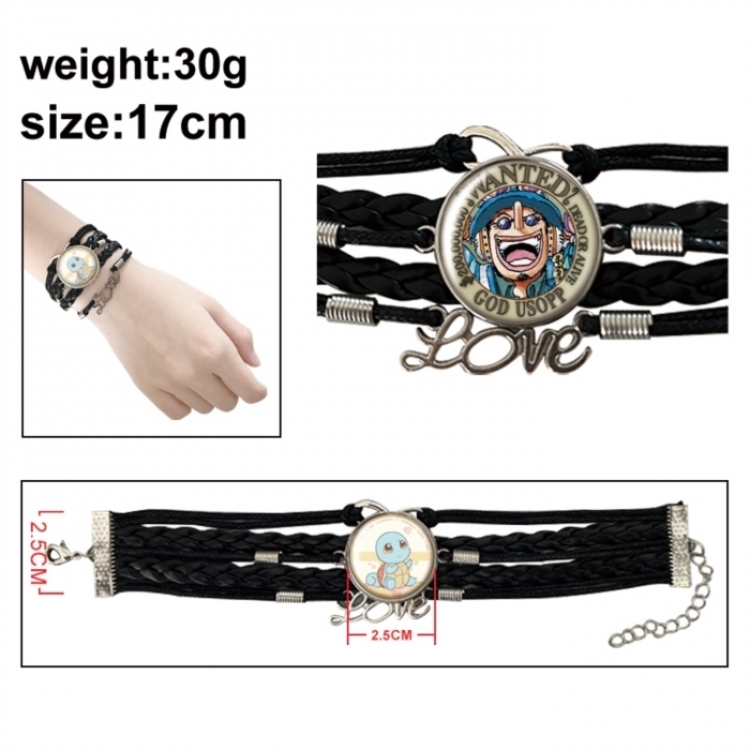 One Piece Anime bracelet multi-layer leather gemstone bracelet price for 5 pcs