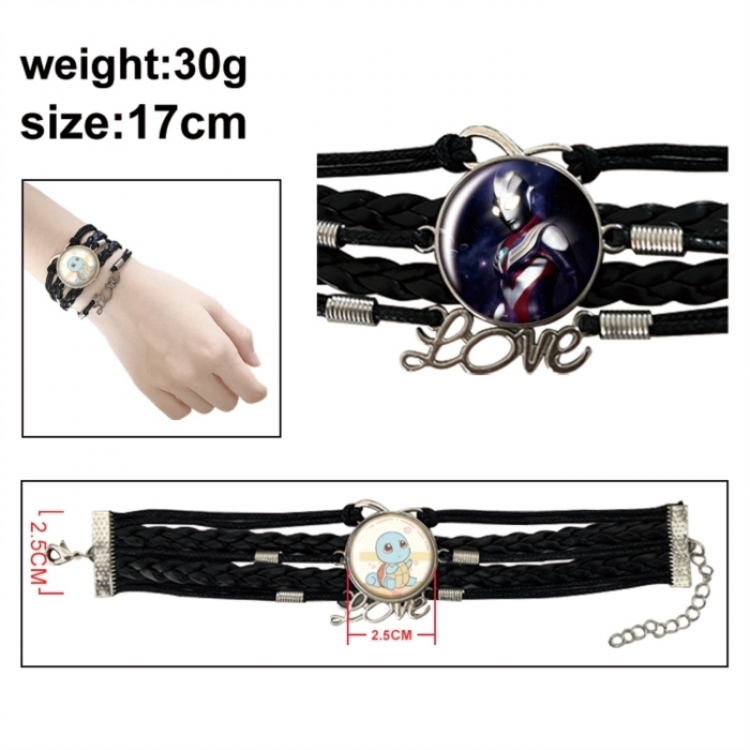 Ultraman Anime bracelet multi-layer leather gemstone bracelet price for 5 pcs