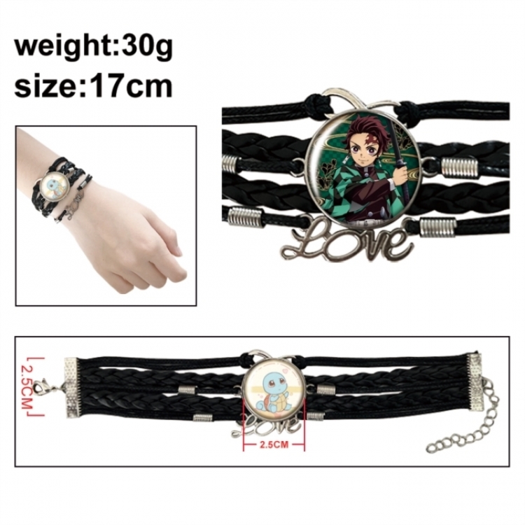 Demon Slayer Kimets Anime bracelet multi-layer leather gemstone bracelet price for 5 pcs