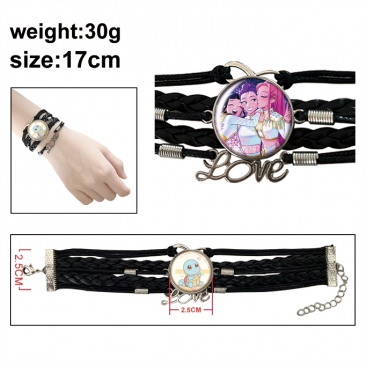 K-Pop Demon Hunters Anime bracelet multi-layer leather gemstone bracelet price for 5 pcs