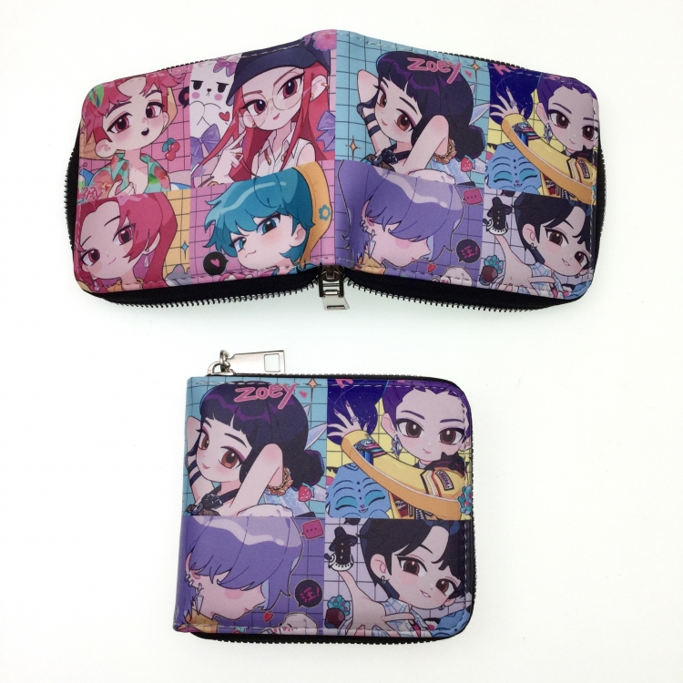 K-Pop Demon Hunters Short zipper card wallet with foreskin clip 12X10CM