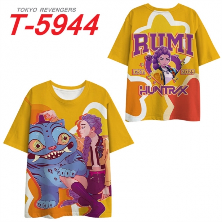 K-Pop Demon Hunters Anime Full Color Milk Silk Short Sleeve T-Shirt from S to 6XL