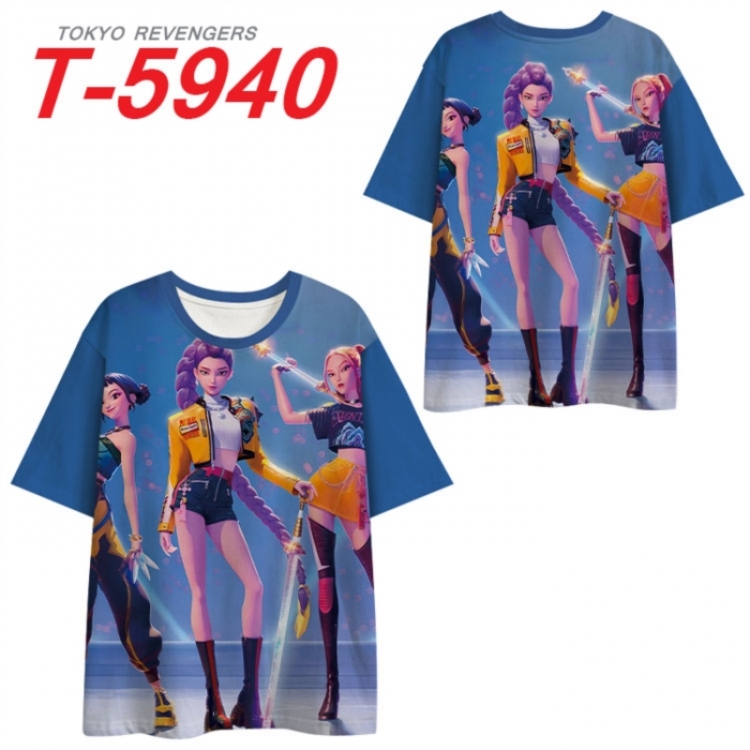 K-Pop Demon Hunters Anime Full Color Milk Silk Short Sleeve T-Shirt from S to 6XL