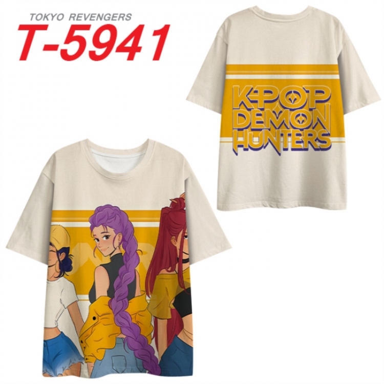 K-Pop Demon Hunters Anime Full Color Milk Silk Short Sleeve T-Shirt from S to 6XL