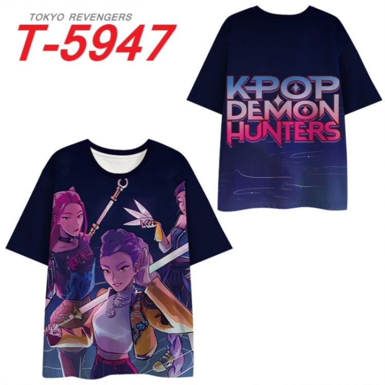 K-Pop Demon Hunters Anime Full Color Milk Silk Short Sleeve T-Shirt from S to 6XL