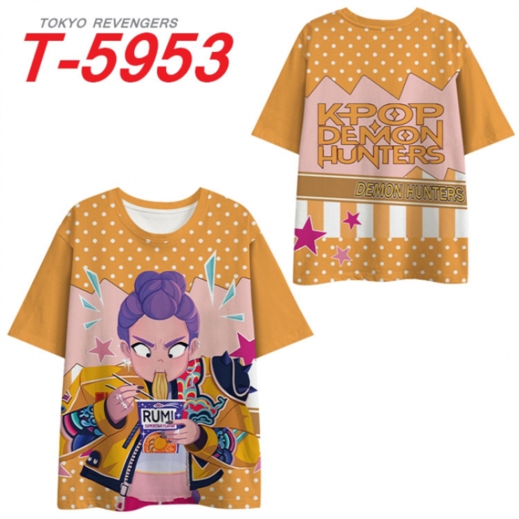 K-Pop Demon Hunters Anime Full Color Milk Silk Short Sleeve T-Shirt from S to 6XL