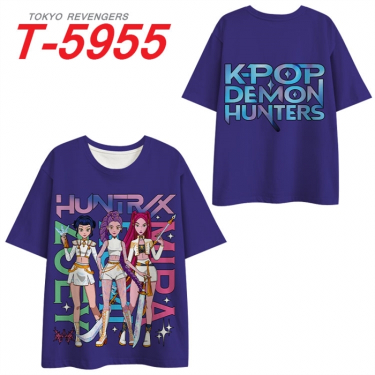 K-Pop Demon Hunters Anime Full Color Milk Silk Short Sleeve T-Shirt from S to 6XL