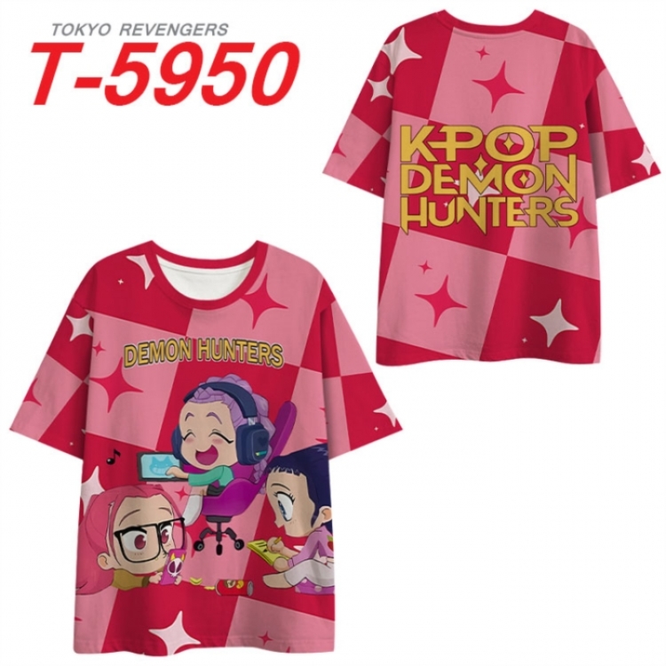 K-Pop Demon Hunters Anime Full Color Milk Silk Short Sleeve T-Shirt from S to 6XL