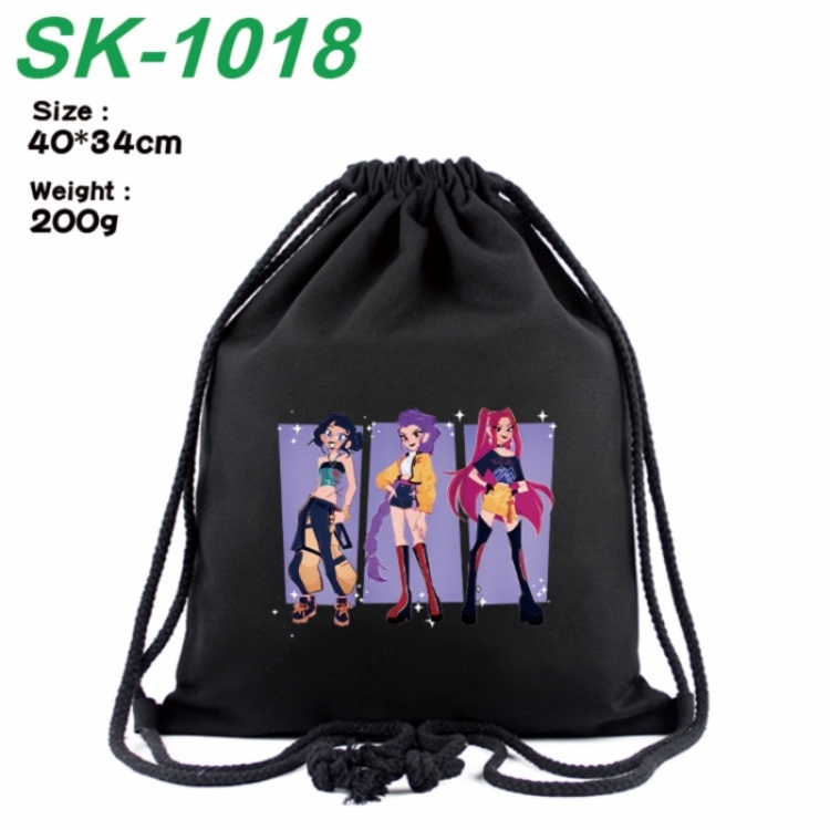 K-Pop Demon Hunters Anime peripheral 16 inch canvas bundle pocket hot stamping design 40x34cm 200g