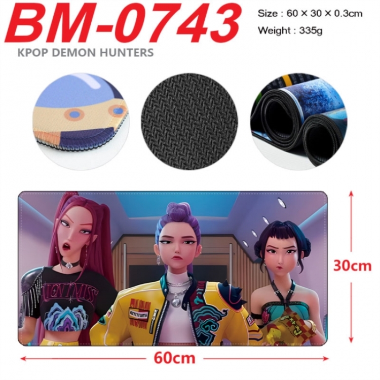 K-Pop Demon Hunters Anime peripheral lock edge mouse pad 60X30cm