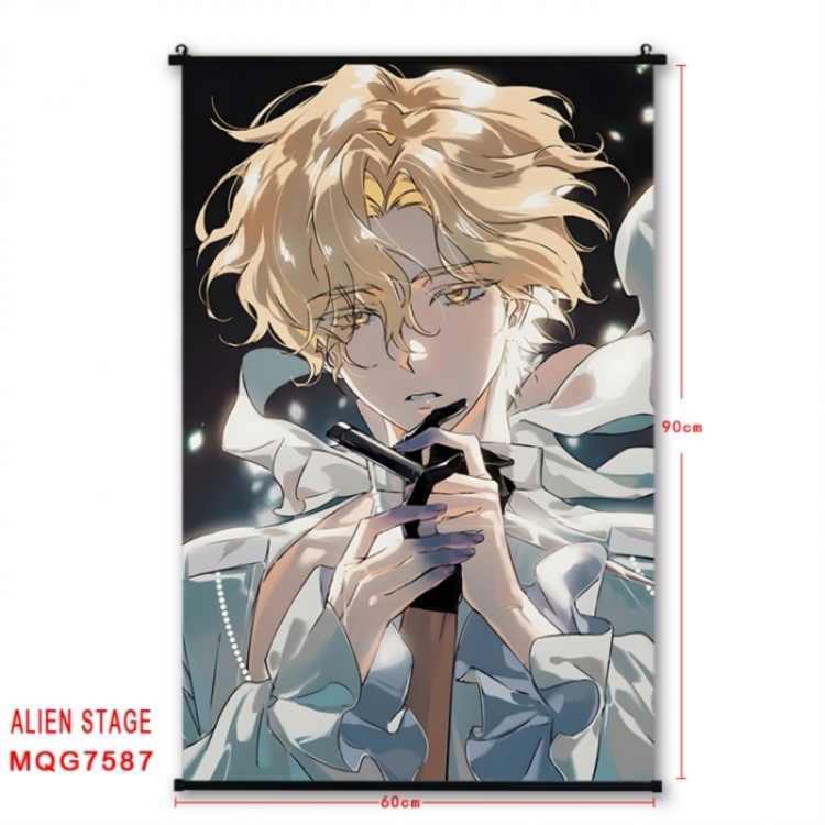 Alien Stage Anime black Plastic rod Cloth painting Satin cloth Wall Scroll 60X90CM 