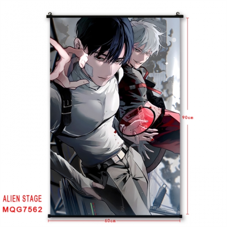 Alien Stage Anime black Plastic rod Cloth painting Satin cloth Wall Scroll 60X90CM 