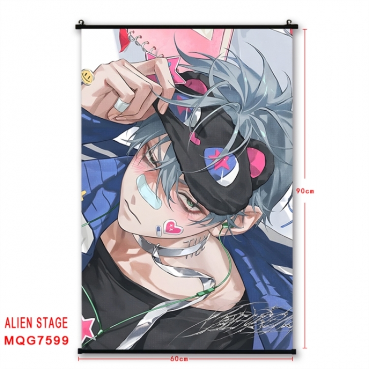 Alien Stage Anime black Plastic rod Cloth painting Satin cloth Wall Scroll 60X90CM 
