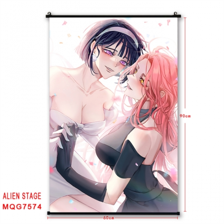 Alien Stage Anime black Plastic rod Cloth painting Satin cloth Wall Scroll 60X90CM 