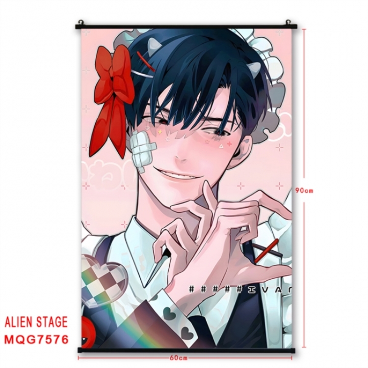 Alien Stage Anime black Plastic rod Cloth painting Satin cloth Wall Scroll 60X90CM 