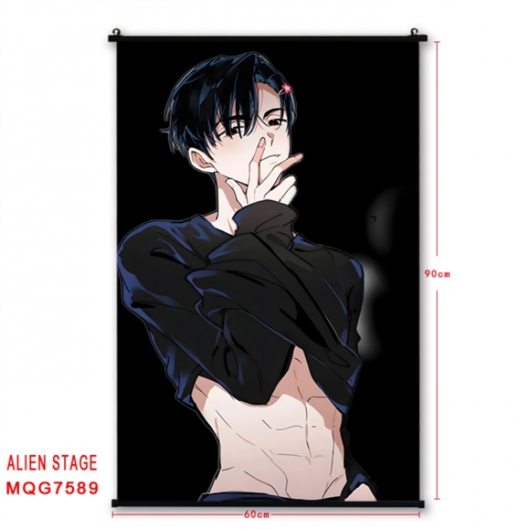 Alien Stage Anime black Plastic rod Cloth painting Satin cloth Wall Scroll 60X90CM 