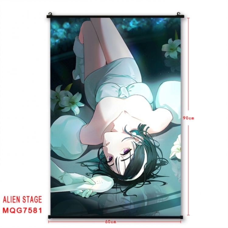 Alien Stage Anime black Plastic rod Cloth painting Satin cloth Wall Scroll 60X90CM 