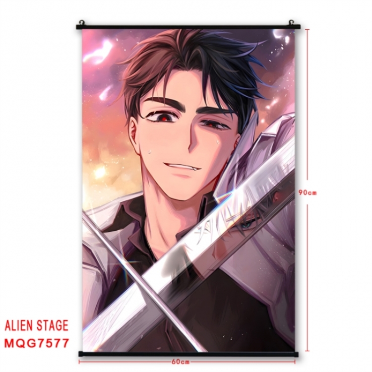 Alien Stage Anime black Plastic rod Cloth painting Satin cloth Wall Scroll 60X90CM 