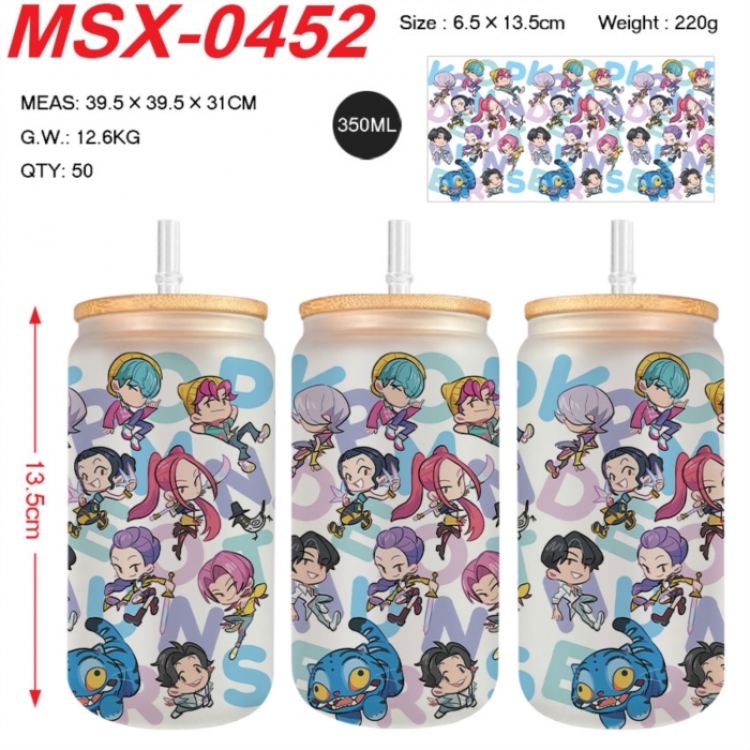 K-Pop:Demon Hunters Anime frosted glass cup with straw 350ML