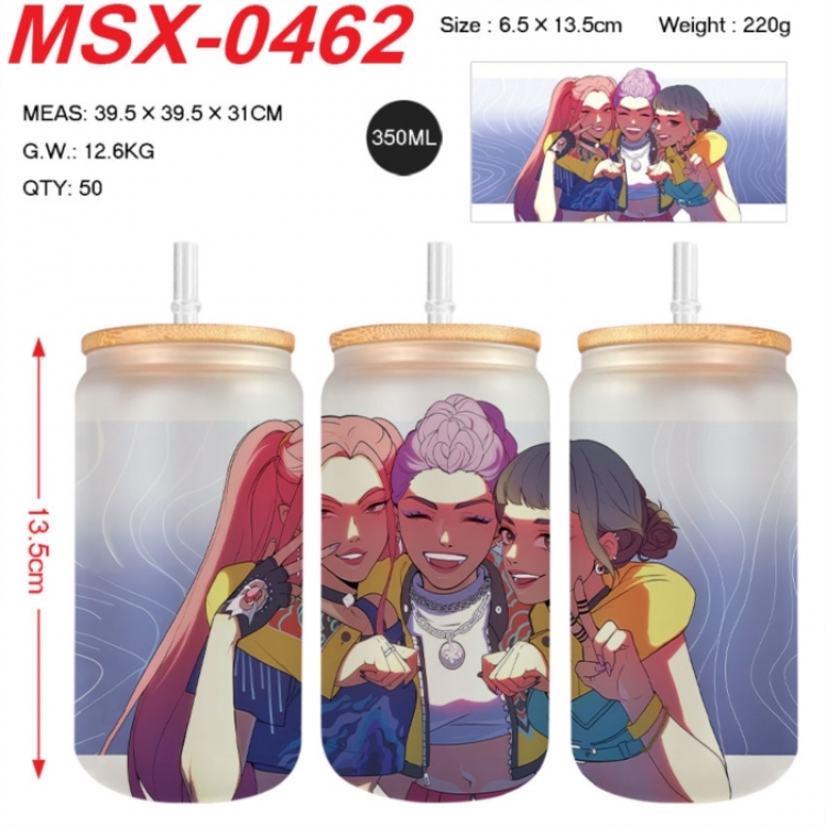 K-Pop:Demon Hunters Anime frosted glass cup with straw 350ML