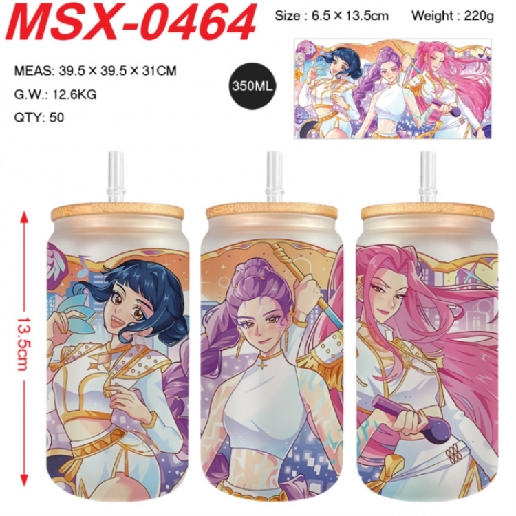 K-Pop:Demon Hunters Anime frosted glass cup with straw 350ML