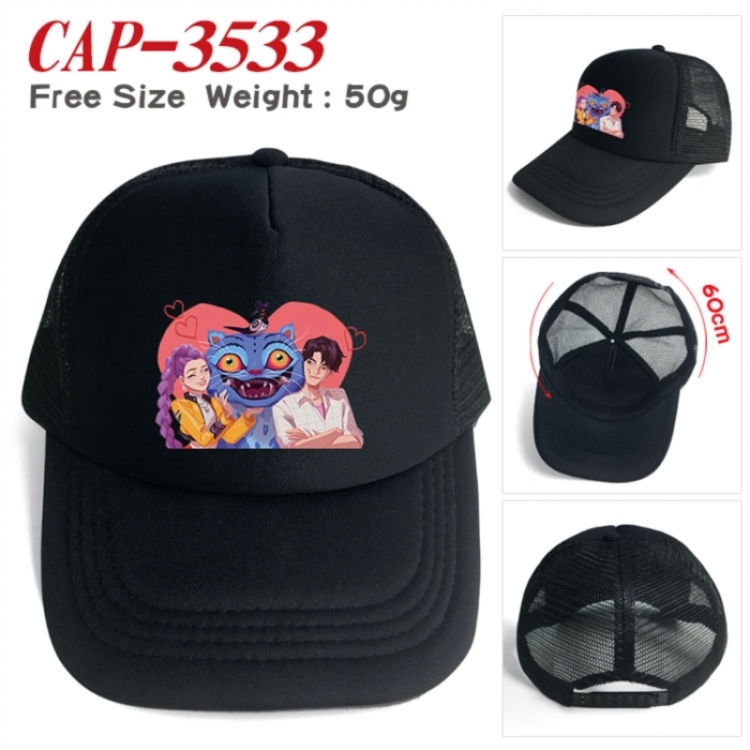 K-Pop:Demon Hunters Anime peripheral color printed mesh cap baseball cap size 60 ± 5cm