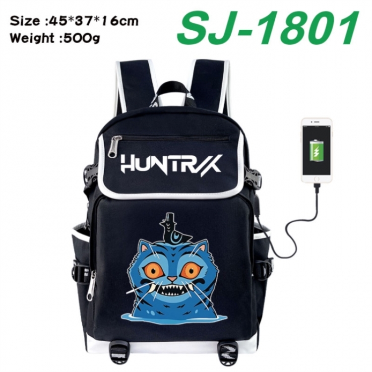 K-Pop:Demon Hunters Anime Flip Data Cable USB Backpack School Bag 45X37X16CM