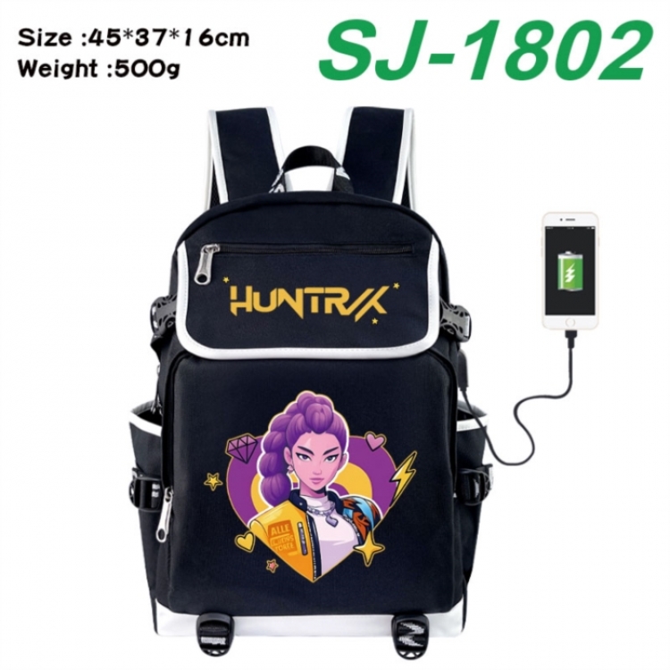 K-Pop:Demon Hunters Anime Flip Data Cable USB Backpack School Bag 45X37X16CM