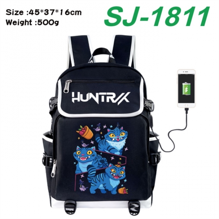 K-Pop:Demon Hunters Anime Flip Data Cable USB Backpack School Bag 45X37X16CM