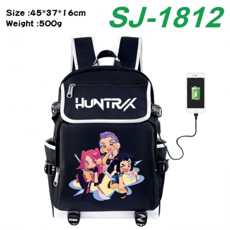 K-Pop:Demon Hunters Anime Flip Data Cable USB Backpack School Bag 45X37X16CM
