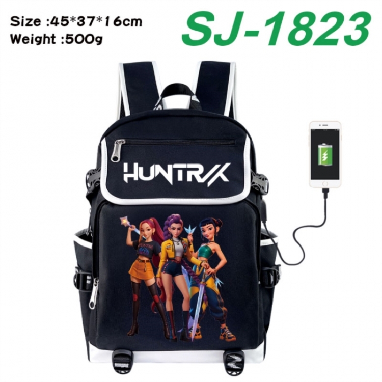 K-Pop:Demon Hunters Anime Flip Data Cable USB Backpack School Bag 45X37X16CM