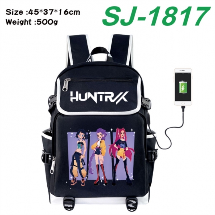K-Pop:Demon Hunters Anime Flip Data Cable USB Backpack School Bag 45X37X16CM