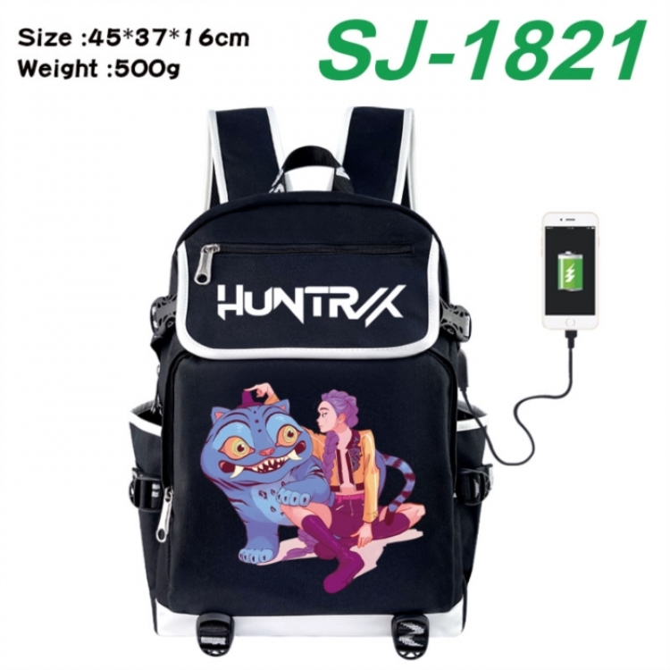 K-Pop:Demon Hunters Anime Flip Data Cable USB Backpack School Bag 45X37X16CM