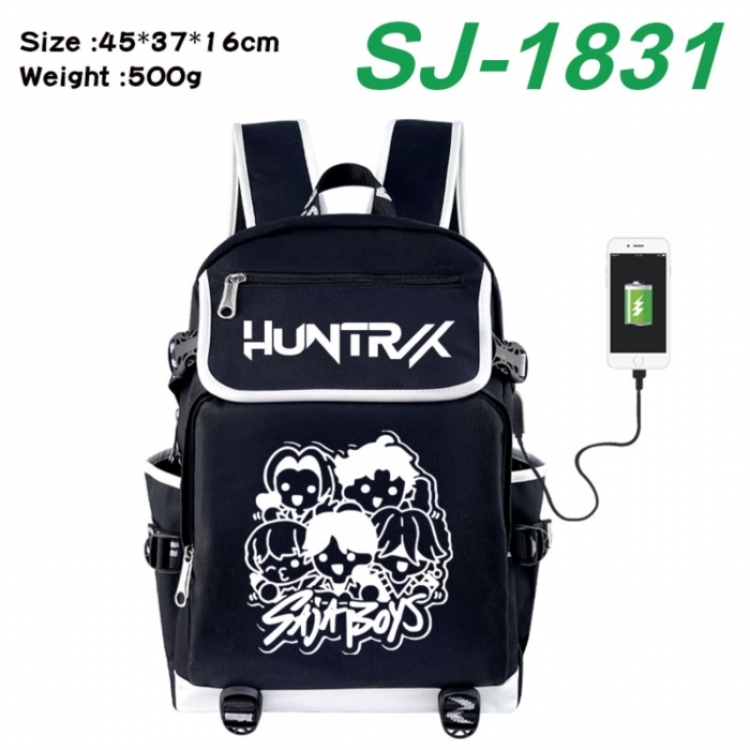 K-Pop:Demon Hunters Anime Flip Data Cable USB Backpack School Bag 45X37X16CM