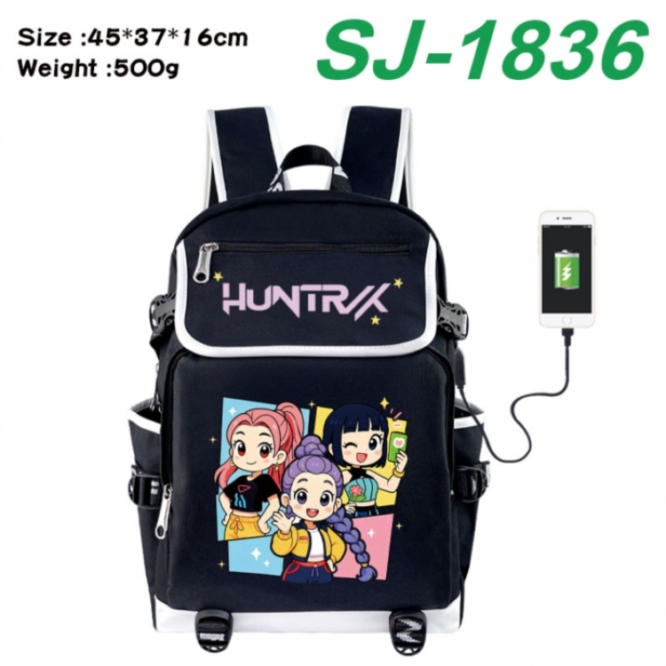 K-Pop:Demon Hunters Anime Flip Data Cable USB Backpack School Bag 45X37X16CM