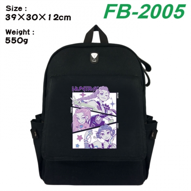 K-Pop:Demon Hunters Canvas Flip Backpack Student Schoolbag Headphone Hole 39X30X12CM 